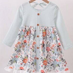 Floral Striped Kids Dress